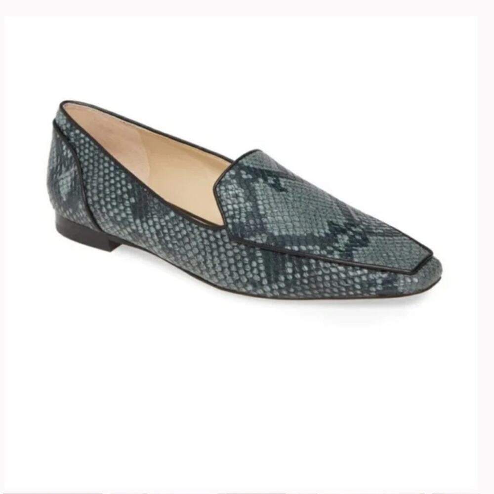 Vince Camuto Kallassa Bluestone Snake Print Leather Loafer size 5.5M shoes